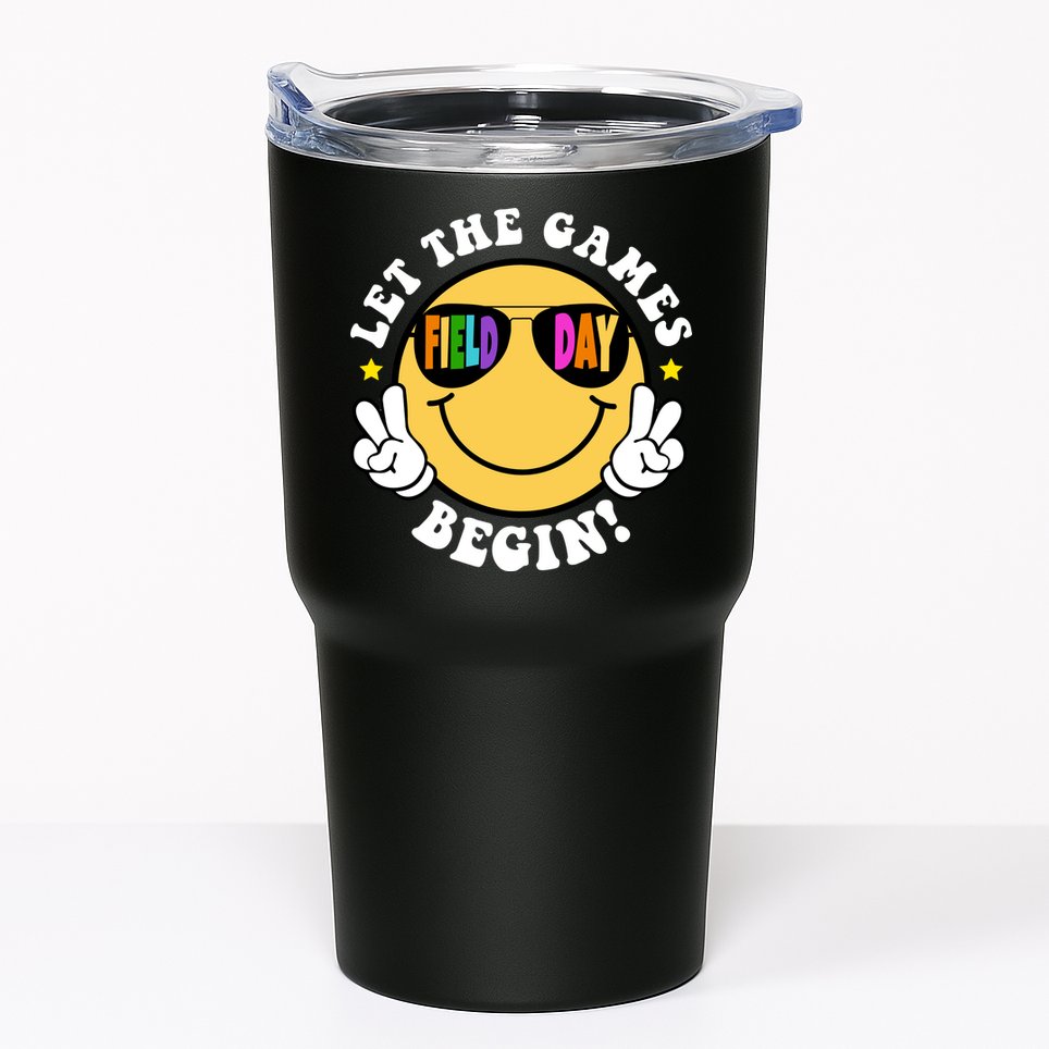 Let The Games Begin Field Day Smile Face Tumbler