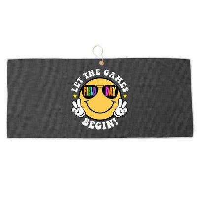 Let The Games Begin Field Day Smile Face Large Microfiber Waffle Golf Towel