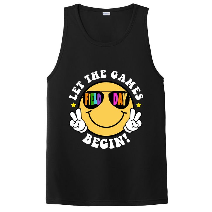 Let The Games Begin Field Day Smile Face PosiCharge Competitor Tank