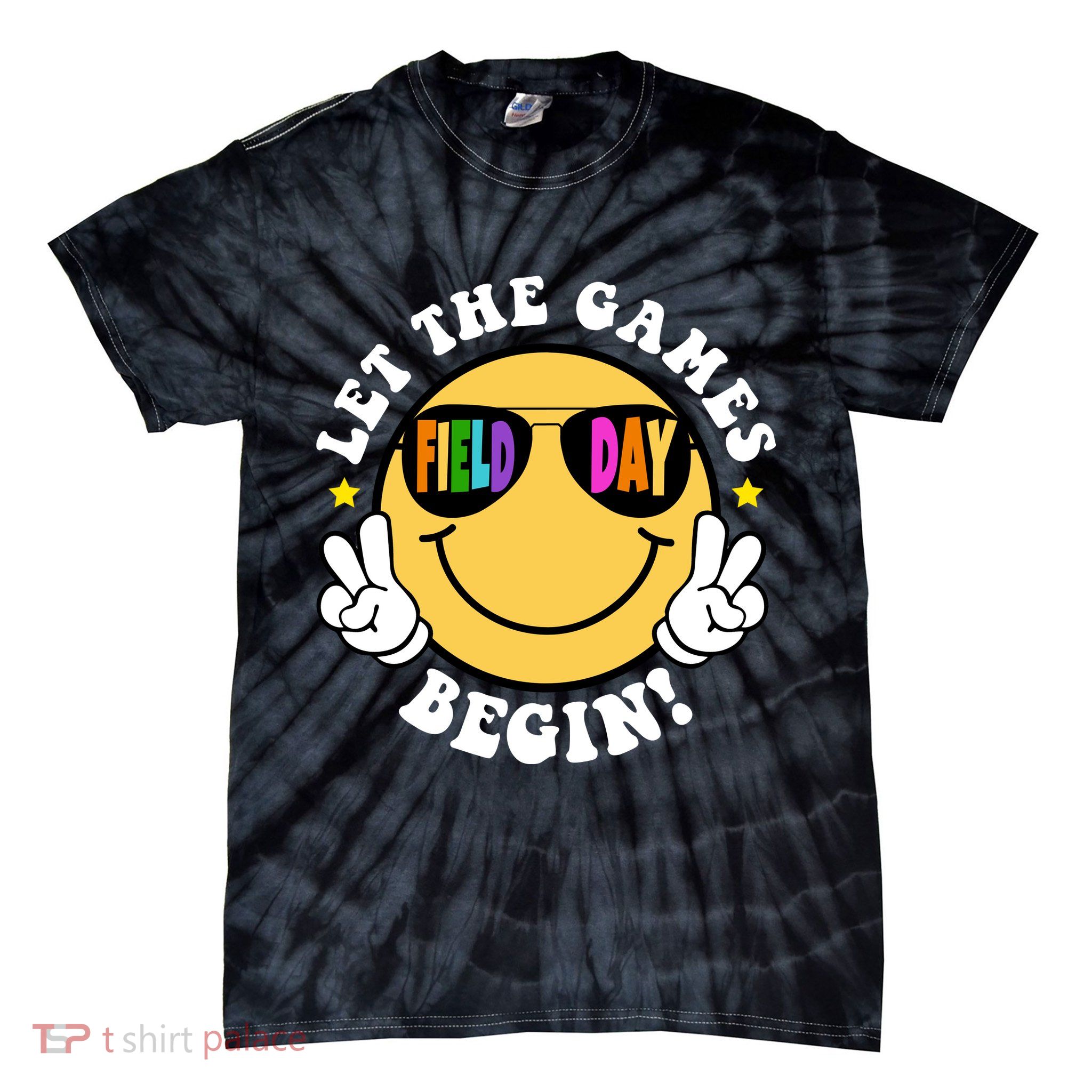 Let The Games Begin Field Day Smile Face Tie-Dye T-Shirt