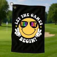 Let The Games Begin Field Day Smile Face Golf Towel