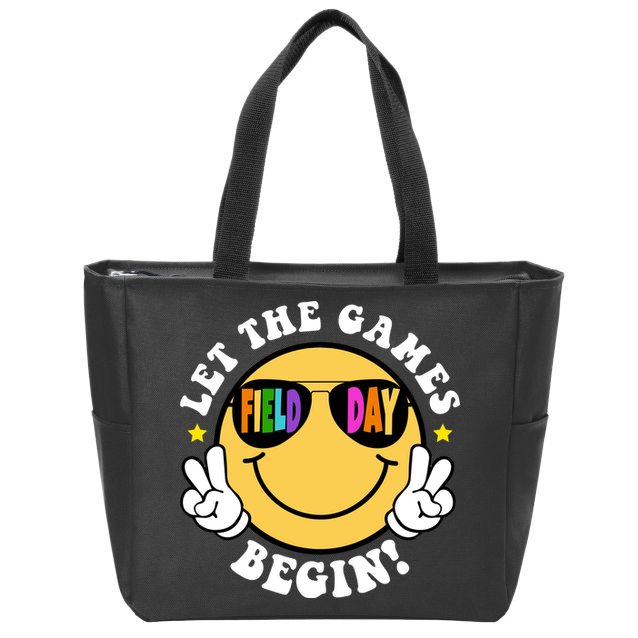 Let The Games Begin Field Day Smile Face Zip Tote Bag