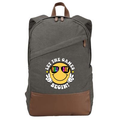 Let The Games Begin Field Day Smile Face Cotton Canvas Backpack