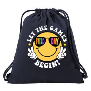 Let The Games Begin Field Day Smile Face Drawstring Bag