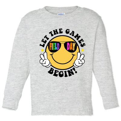 Let The Games Begin Field Day Smile Face Toddler Long Sleeve Shirt