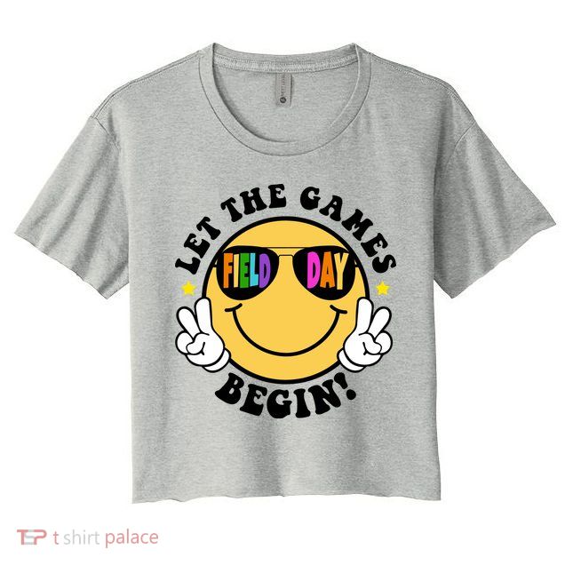Let The Games Begin Field Day Smile Face Crop Top