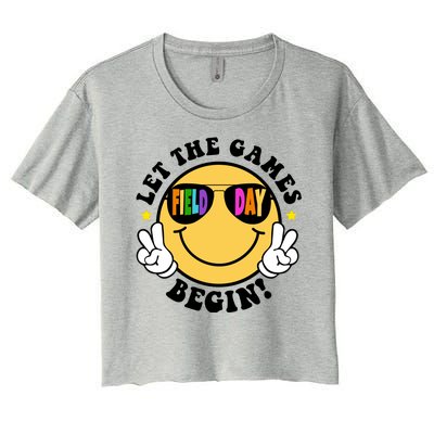 Let The Games Begin Field Day Smile Face Women's Crop Top Tee