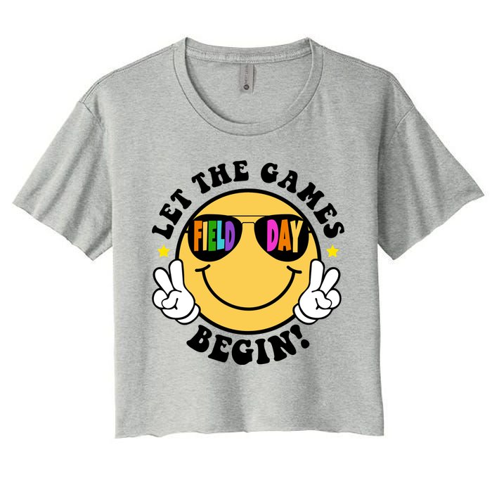 Let The Games Begin Field Day Smile Face Women's Crop Top Tee