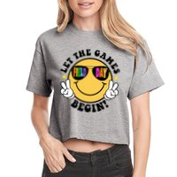 Let The Games Begin Field Day Smile Face Women's Crop Top Tee