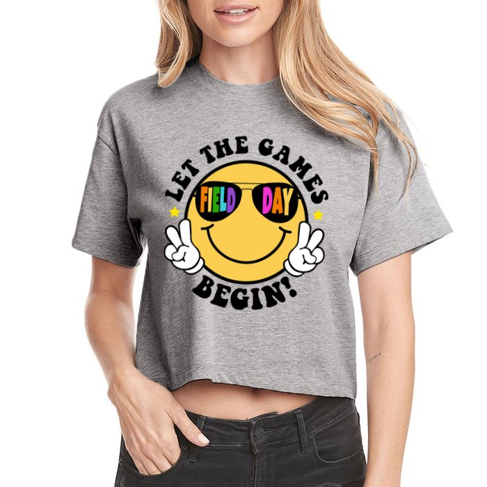 Let The Games Begin Field Day Smile Face Women's Crop Top Tee