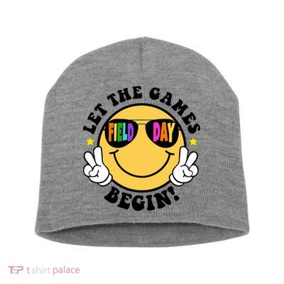 Let The Games Begin Field Day Smile Face Short Acrylic Beanie