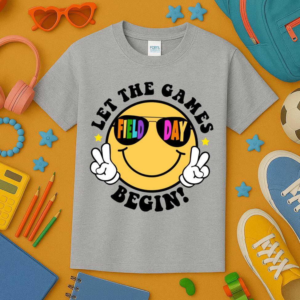Let The Games Begin Field Day Smile Face Kids T-Shirt