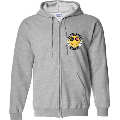 Let The Games Begin Field Day Smile Face Full Zip Hoodie