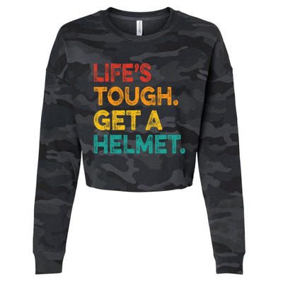 LifeS Tough Get A Helmet Man Funny Vintage Cropped Pullover Crew