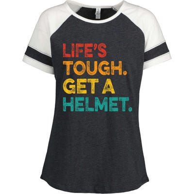 LifeS Tough Get A Helmet Man Funny Vintage Enza Ladies Jersey Colorblock Tee