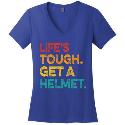 LifeS Tough Get A Helmet Man Funny Vintage Women's V-Neck T-Shirt