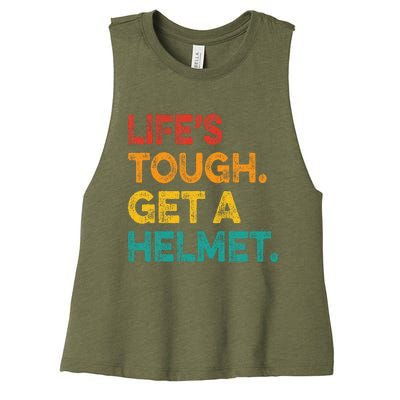 LifeS Tough Get A Helmet Man Funny Vintage Women's Racerback Cropped Tank