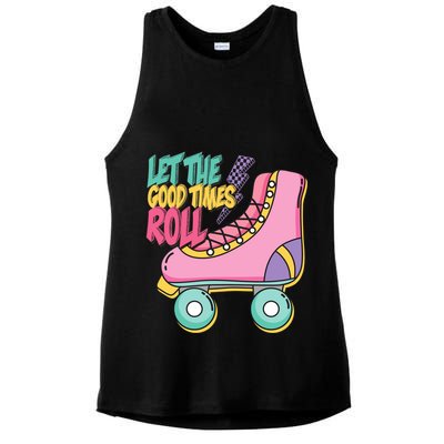 Let The Good Times Roll 80s Retro Roller Skate Ladies PosiCharge Tri-Blend Wicking Tank