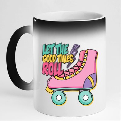 Let The Good Times Roll 80s Retro Roller Skate 11oz Black Color Changing Mug