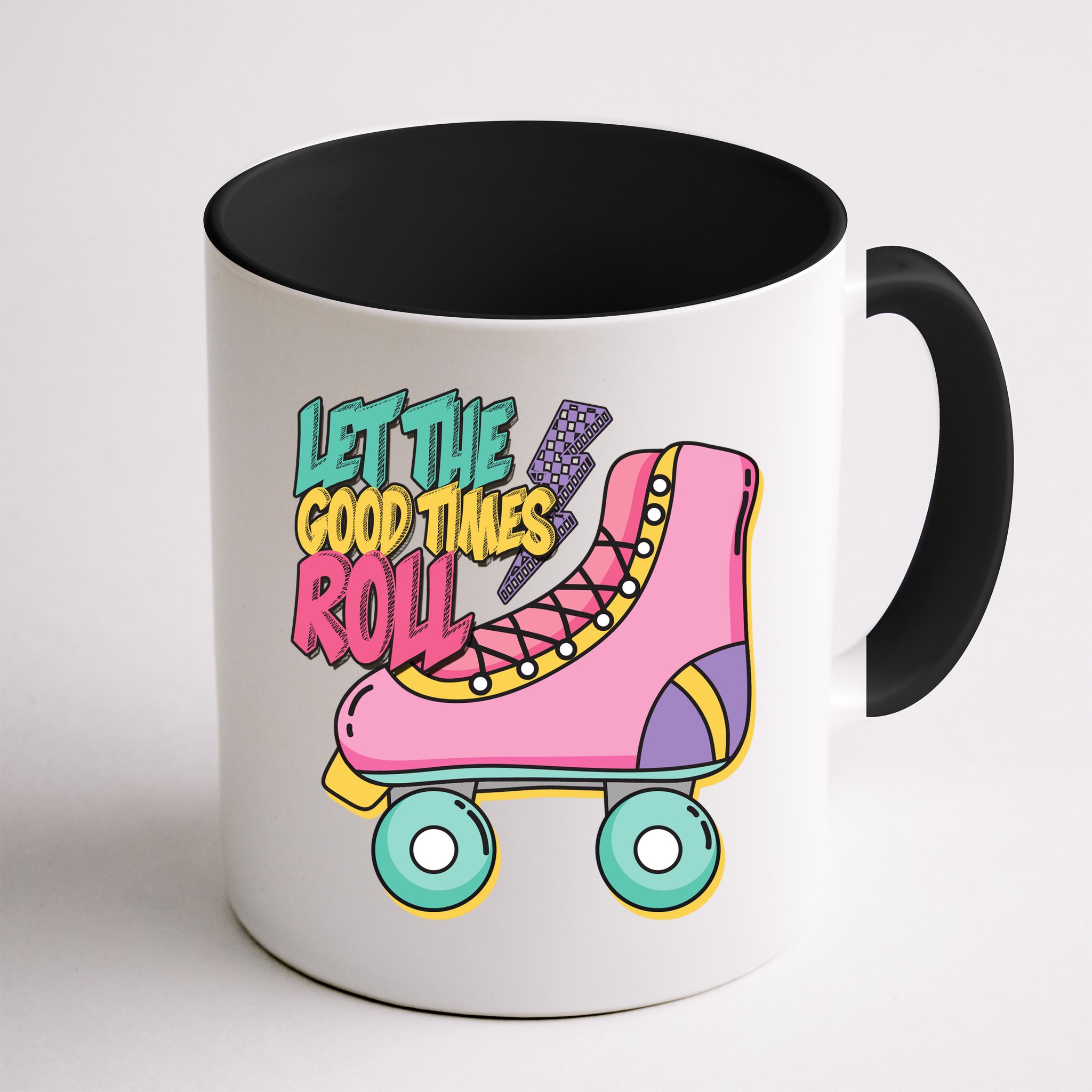 Let The Good Times Roll 80s Retro Roller Skate Mug