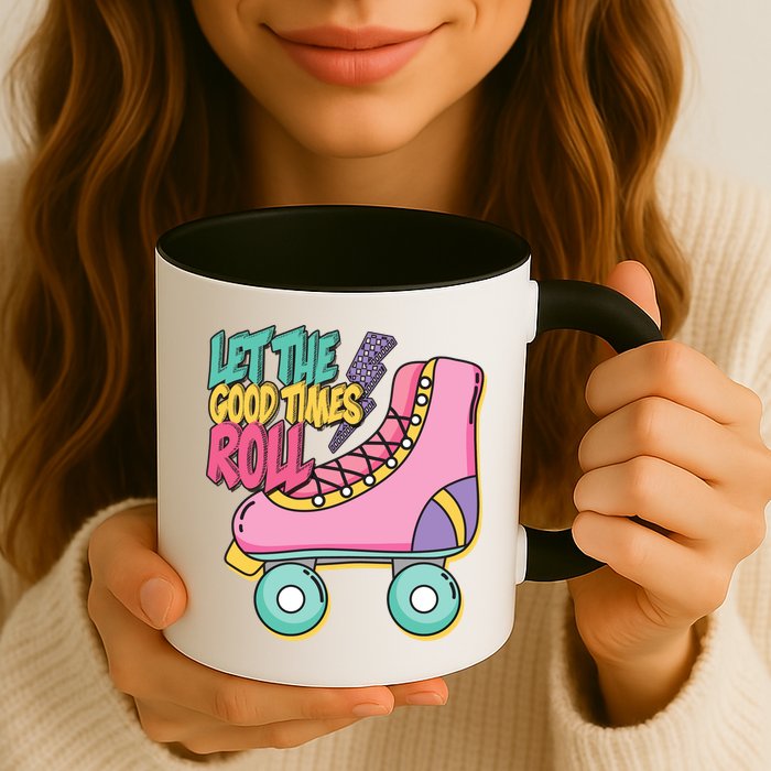 Let The Good Times Roll 80s Retro Roller Skate Mug