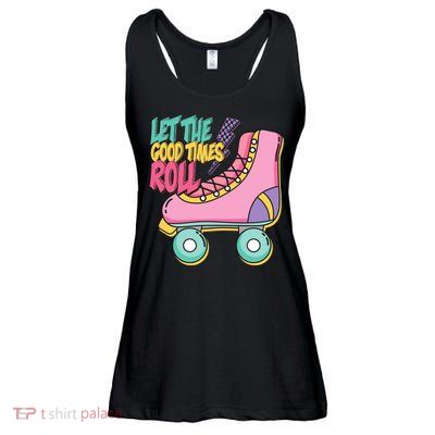 Let The Good Times Roll 80s Retro Roller Skate Ladies Essential Flowy Tank
