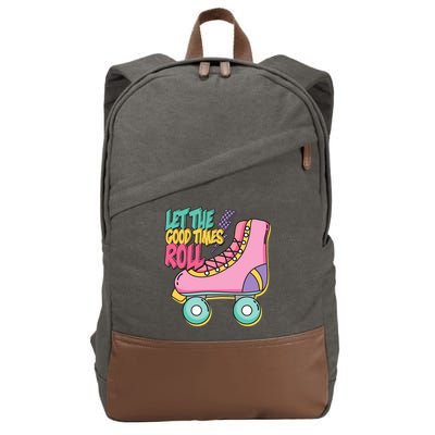 Let The Good Times Roll 80s Retro Roller Skate Cotton Canvas Backpack