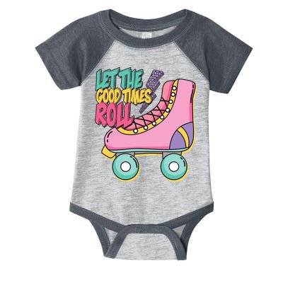 Let The Good Times Roll 80s Retro Roller Skate Infant Baby Jersey Bodysuit