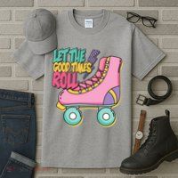 Let The Good Times Roll 80s Retro Roller Skate Tall T-Shirt