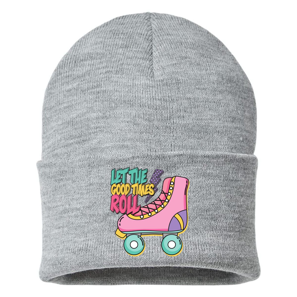 Let The Good Times Roll 80s Retro Roller Skate Sustainable Knit Beanie