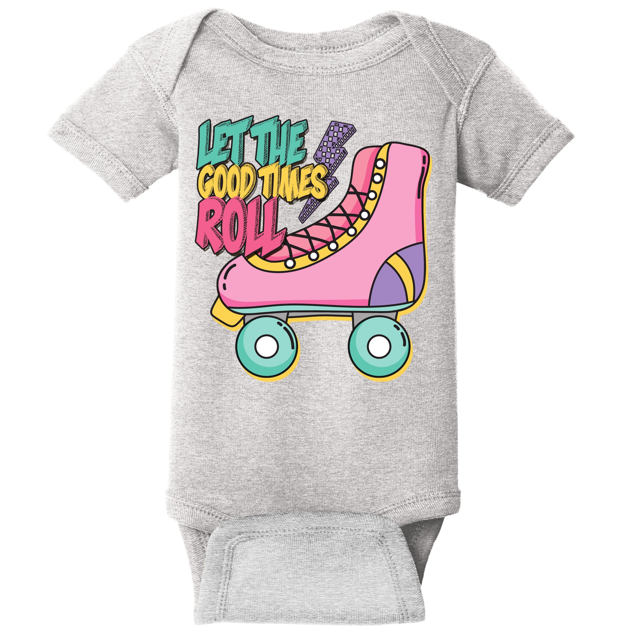 Let The Good Times Roll 80s Retro Roller Skate Baby Bodysuit