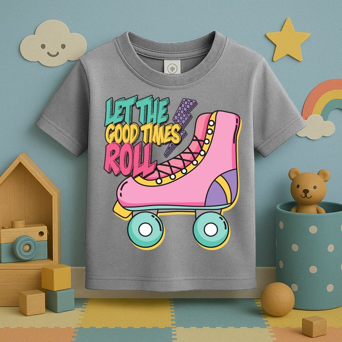 Let The Good Times Roll 80s Retro Roller Skate Toddler T-Shirt