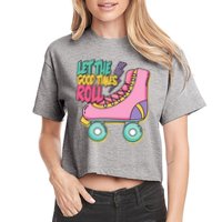 Let The Good Times Roll 80s Retro Roller Skate Crop Top