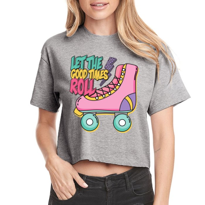 Let The Good Times Roll 80s Retro Roller Skate Crop Top