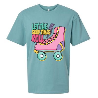 Let The Good Times Roll 80s Retro Roller Skate Sueded Cloud Jersey T-Shirt