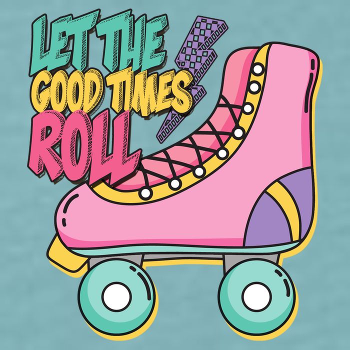 Let The Good Times Roll 80s Retro Roller Skate Sueded Cloud Jersey T-Shirt