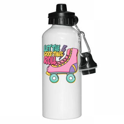 Let The Good Times Roll 80s Retro Roller Skate Aluminum Water Bottle 