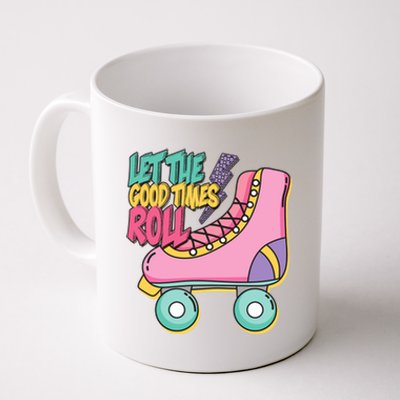 Let The Good Times Roll 80s Retro Roller Skate Coffee Mug