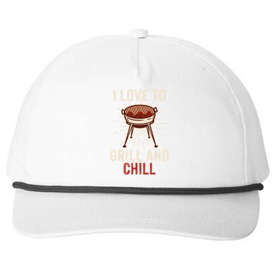 Love To Grill And Chill Grilling Chilling Bbq Barbecue Cool Gift Snapback Five-Panel Rope Hat