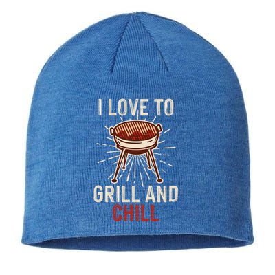 Love To Grill And Chill Grilling Chilling Bbq Barbecue Cool Gift Sustainable Beanie