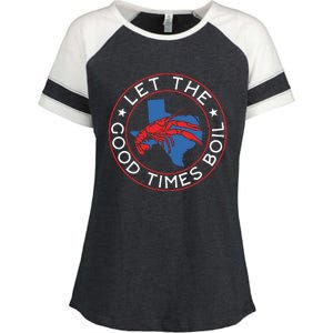 Let The Good Times Boil Texas Crawfish Boil Funny Cajun Enza Ladies Jersey Colorblock Tee