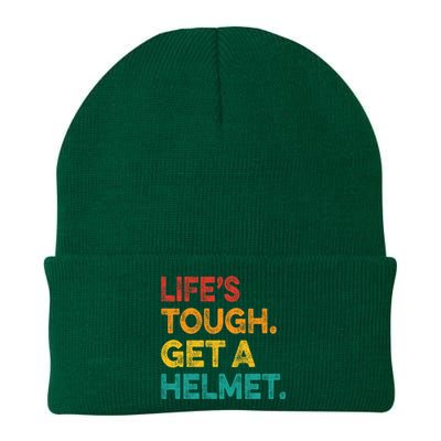 Life's Tough Get a Helmet Man Funny Vintage Knit Cap Winter Beanie