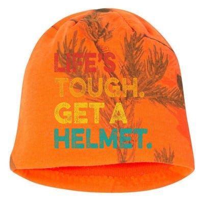 Life's Tough Get a Helmet Man Funny Vintage Kati - Camo Knit Beanie