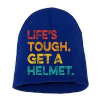 Life's Tough Get a Helmet Man Funny Vintage Short Acrylic Beanie