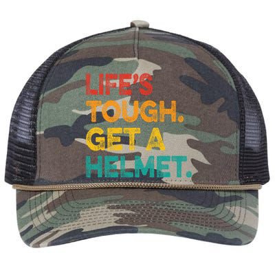 Life's Tough Get a Helmet Man Funny Vintage Retro Rope Trucker Hat Cap