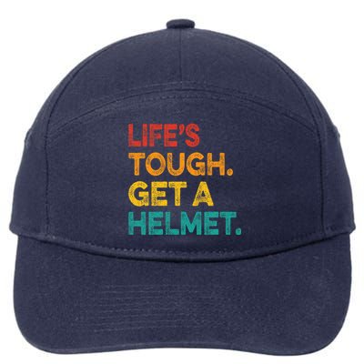 Life's Tough Get a Helmet Man Funny Vintage 7-Panel Snapback Hat