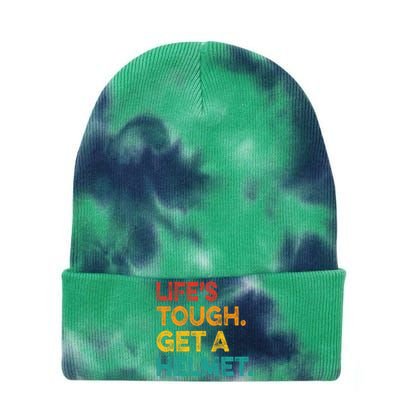 Life's Tough Get a Helmet Man Funny Vintage Tie Dye 12in Knit Beanie