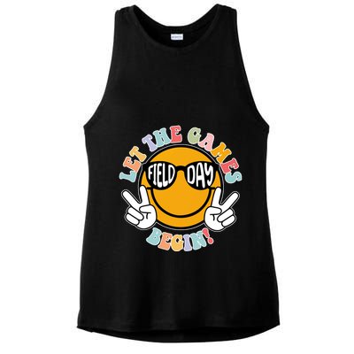 Let The Games Begin Field Day Smile Face Ladies PosiCharge Tri-Blend Wicking Tank