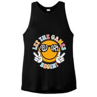 Let The Games Begin Field Day Smile Face Ladies PosiCharge Tri-Blend Wicking Tank