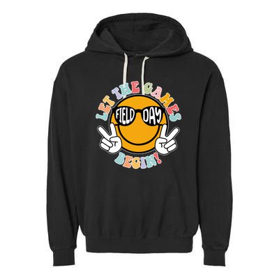 Let The Games Begin Field Day Smile Face Garment-Dyed Fleece Hoodie